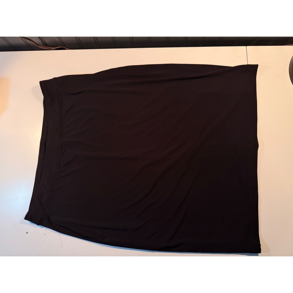Susan Graver Essentials Liquid Knit Skirt Black Elastic Waist Midi Medium